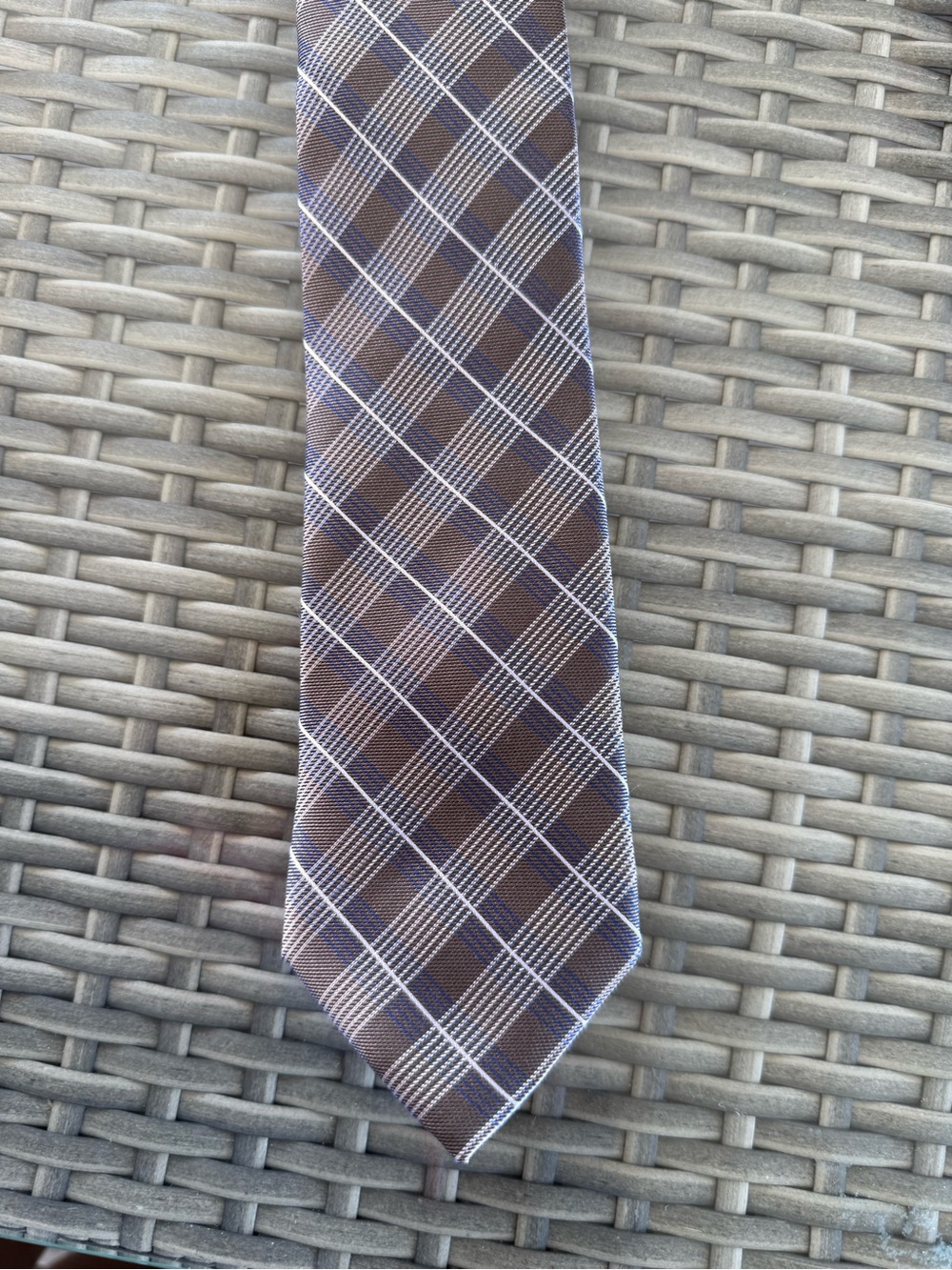 Joseph Abboud Classic Plaid Men's Tie in Brown and Navy